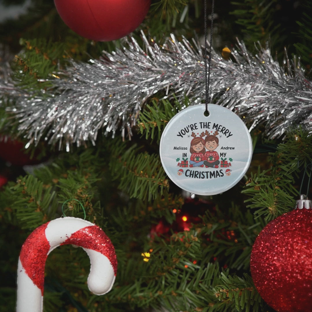 You're the Merry in My Christmas Ornament | Cute Holiday Decor for Couples | Ceramic Ornament